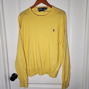 Polo Ralph Lauren Sweater Cotton Cashmere Long Sleeve Crew Neck Size XL Yellow